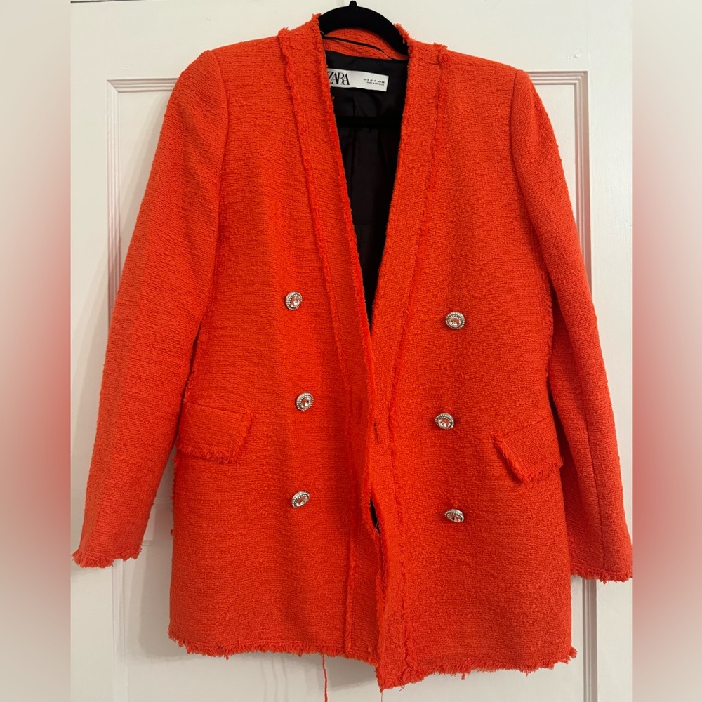 Orange Zara Blazer with Rhinestones